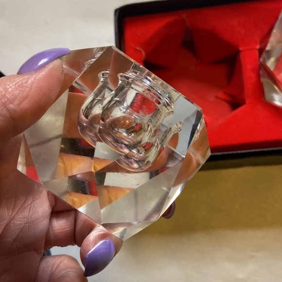 Heavy crystal candle holders set of 2 Vintage - Picture 3 of 3